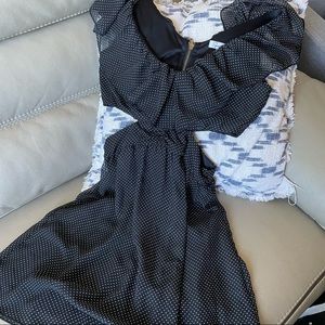 Vintage y2k polka dot Bardot neckline dress